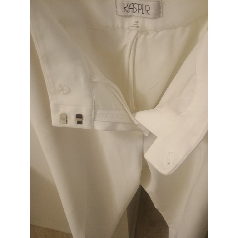 Kasper Women's Dress Pants white Front Crease Wide Leg Dress NWT Size 14P - Picture 3 of 7